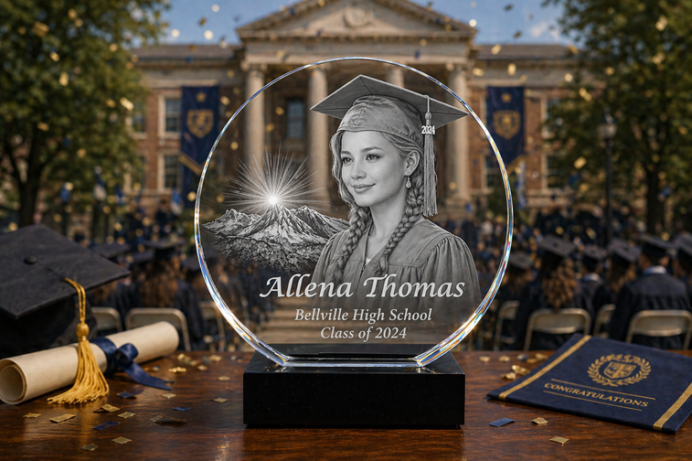 Crystal Circle - Medium w/ Light Base