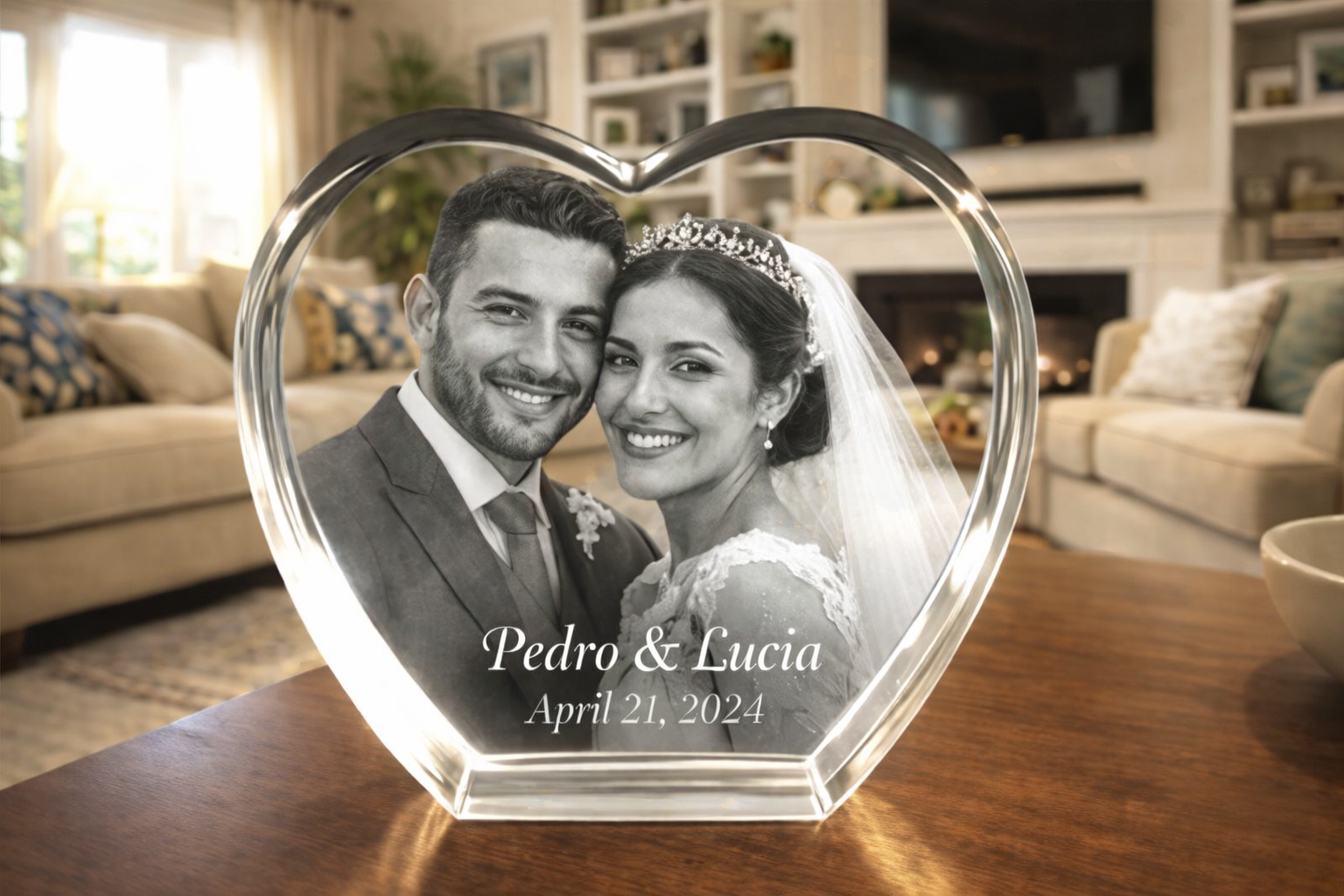 Crystal Heart Shaped Award - Large