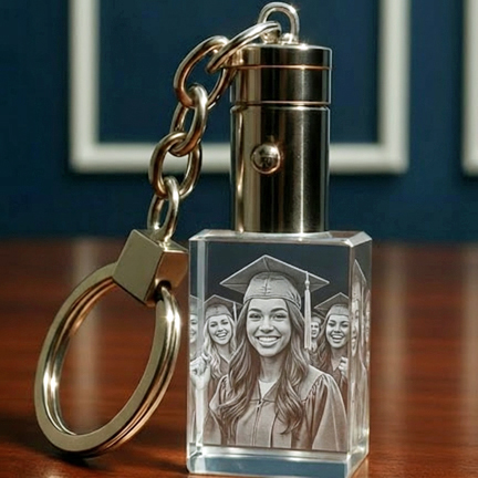 Crystal Keychain with White Light