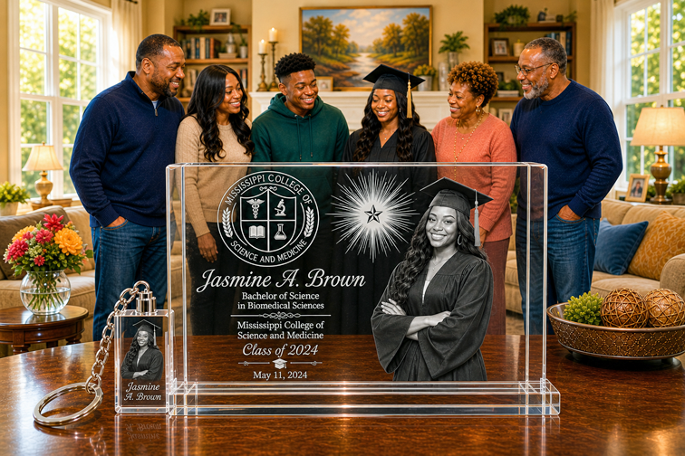 Crystal Plaque - Landscape Style w/Free Keychain Honoring 2026 Graduating Classes