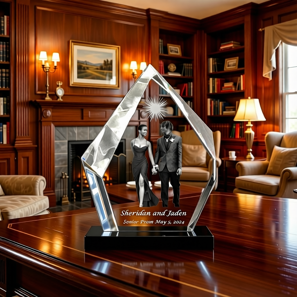 Crystal Prestige Award - Medium w/ Light Base